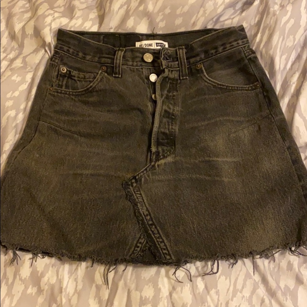 Redone Levi’s Black Acid Wash Denim Skirt